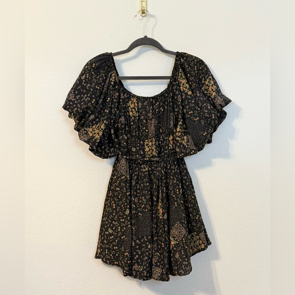 THE POST Anthro Fall Floral Bubble Sleeve Flared Mini Dress- Size Small - Picture 8 of 12